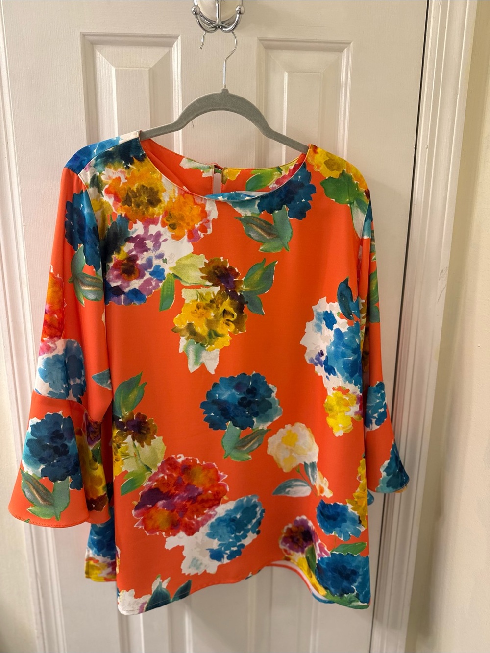 Caroline Rose Gorgeous Floral Print Orange Blouse